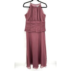 KAREN MILLER Mauve Purple High Neck Ruched Sleeveless Maxi Gown Dress Size 12